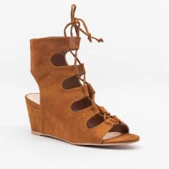 Qupid Shoes Lace-Up Sandal Wedges Newest Arrivals