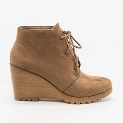 Soda Shoes Newest Arrivals Lace-Up Wedge Ankle Booties