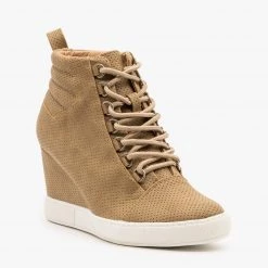 AMS Shoes Laced Pinhole Sneaker Wedges