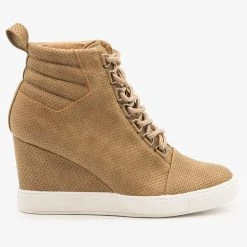 AMS Shoes Laced Pinhole Sneaker Wedges