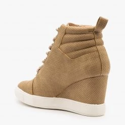 AMS Shoes Laced Pinhole Sneaker Wedges