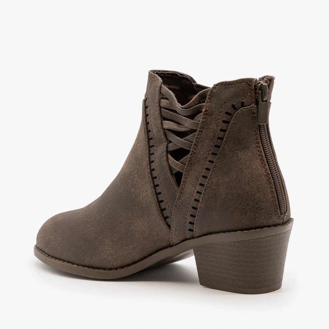 Forever Laced V-Cut Ankle Booties 2 Forever Laced V-Cut Ankle Booties