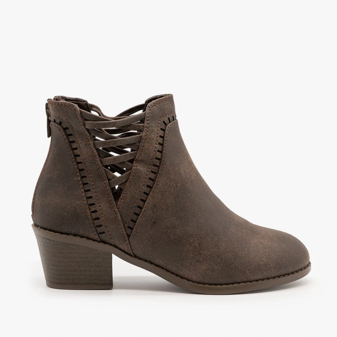 Forever Laced V-Cut Ankle Booties 1 Forever Laced V-Cut Ankle Booties