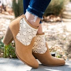 Qupid Shoes Lacey Linen Bootie