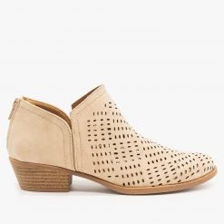 Qupid Shoes Laser Cut Basket Weave Ankle Booties