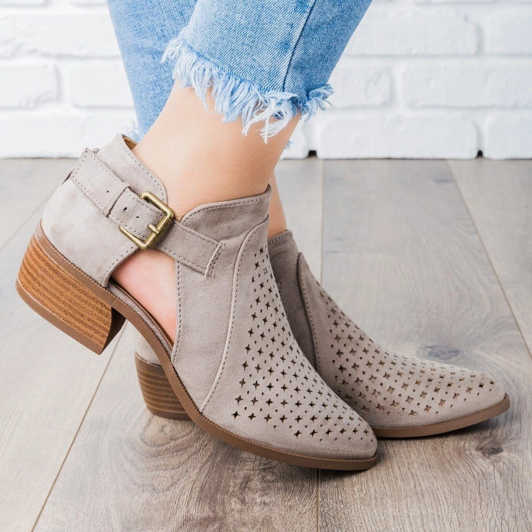 Qupid Shoes Newest Arrivals Laser-Cut Buckle Booties 2 Qupid Shoes Newest Arrivals Laser-Cut Buckle Booties