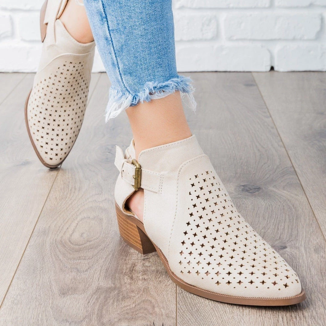 Qupid Shoes Newest Arrivals Laser-Cut Buckle Booties 4 Qupid Shoes Newest Arrivals Laser-Cut Buckle Booties