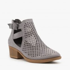 ARider Girl Laser Cut Caged Booties Newest Arrivals