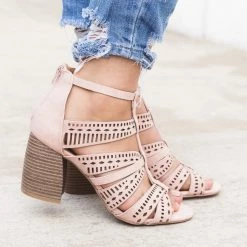 Qupid Shoes Newest Arrivals Laser Cut Caged Sandals