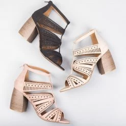 Qupid Shoes Newest Arrivals Laser Cut Caged Sandals