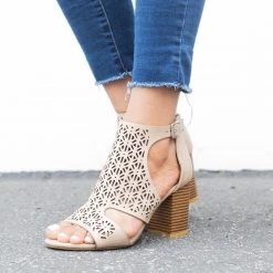 Bamboo Shoes Laser-Cut Chunky Heel Booties