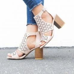 Bamboo Shoes Laser-Cut Chunky Heel Booties