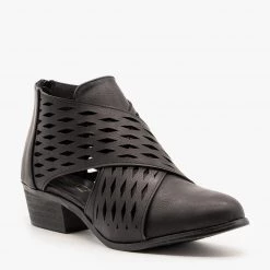 Yoki Laser Cut Criss Cross Booties