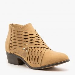 Yoki Laser Cut Criss Cross Booties