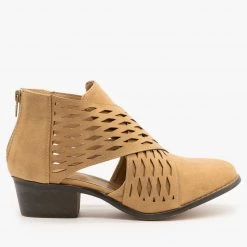 Yoki Laser Cut Criss Cross Booties