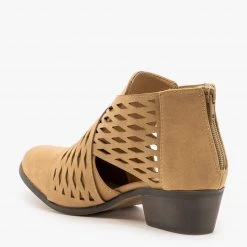 Yoki Laser Cut Criss Cross Booties