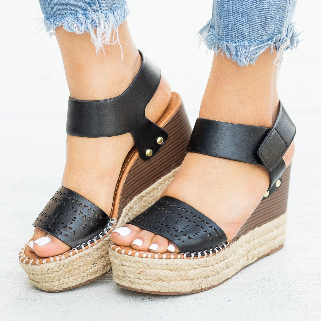 Soda Shoes Laser Cut Espadrille Wedges Newest Arrivals 8 Soda Shoes Laser Cut Espadrille Wedges Newest Arrivals