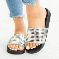 Soho Girls Newest Arrivals Laser-Cut Metallic Slides 11 Soho Girls Newest Arrivals Laser-Cut Metallic Slides