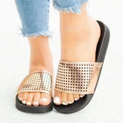 Soho Girls Newest Arrivals Laser-Cut Metallic Slides 9 Soho Girls Newest Arrivals Laser-Cut Metallic Slides