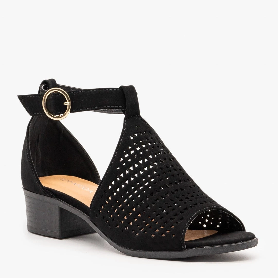 Top Moda Newest Arrivals Laser Cut Open-Toe Low Heeled Sandals 9 Top Moda Newest Arrivals Laser Cut Open-Toe Low Heeled Sandals