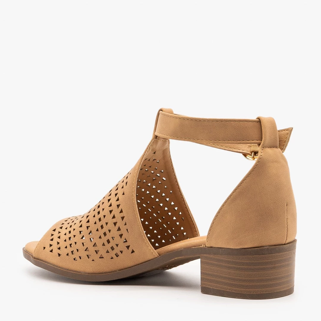 Top Moda Newest Arrivals Laser Cut Open-Toe Low Heeled Sandals 5 Top Moda Newest Arrivals Laser Cut Open-Toe Low Heeled Sandals