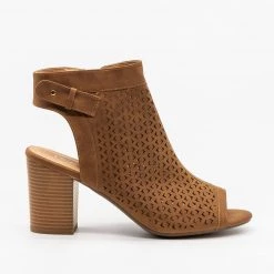 Refresh Laser Cut Peep Toe Heel Booties Newest Arrivals
