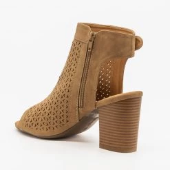 Refresh Laser Cut Peep Toe Heel Booties Newest Arrivals