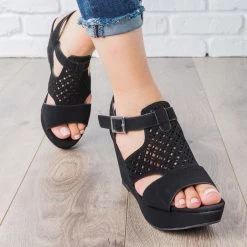 Bamboo Shoes Laser Cut Platform Wedges