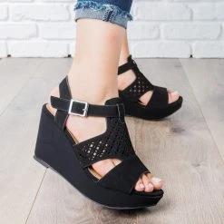 Bamboo Shoes Laser Cut Platform Wedges