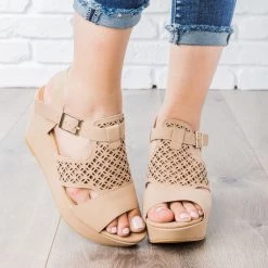 Bamboo Shoes Laser Cut Platform Wedges