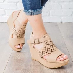 Bamboo Shoes Laser Cut Platform Wedges