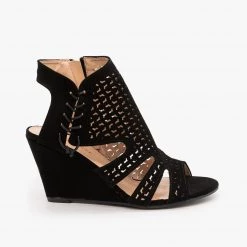 Forever Newest Arrivals Laser-Cut Sandal Wedges FINAL SALE