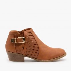 Soho Elite Laser Cut Sides Buckle Booties