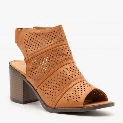 Weeboo Newest Arrivals Laser Cut Slingback Booties