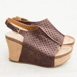 Mata Laser Cut Slingback Platform Wedges