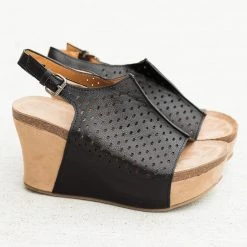 Mata Laser Cut Slingback Platform Wedges