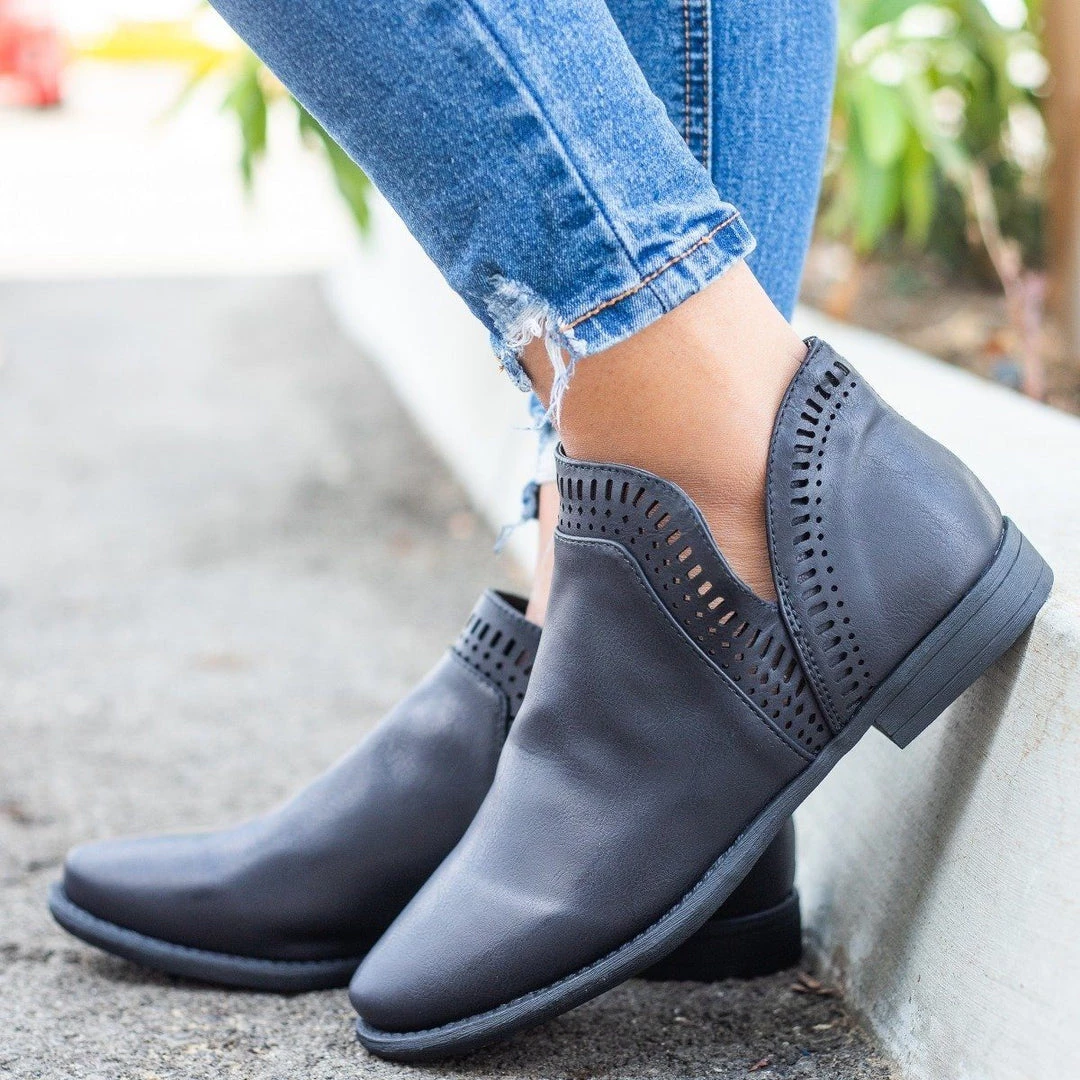 Bamboo Shoes Newest Arrivals Laser Cut Trim Ankle Booties 6 Bamboo Shoes Newest Arrivals Laser Cut Trim Ankle Booties