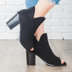 Forever Laser Detailed Chunky Heel Booties Newest Arrivals 12 Forever Laser Detailed Chunky Heel Booties Newest Arrivals