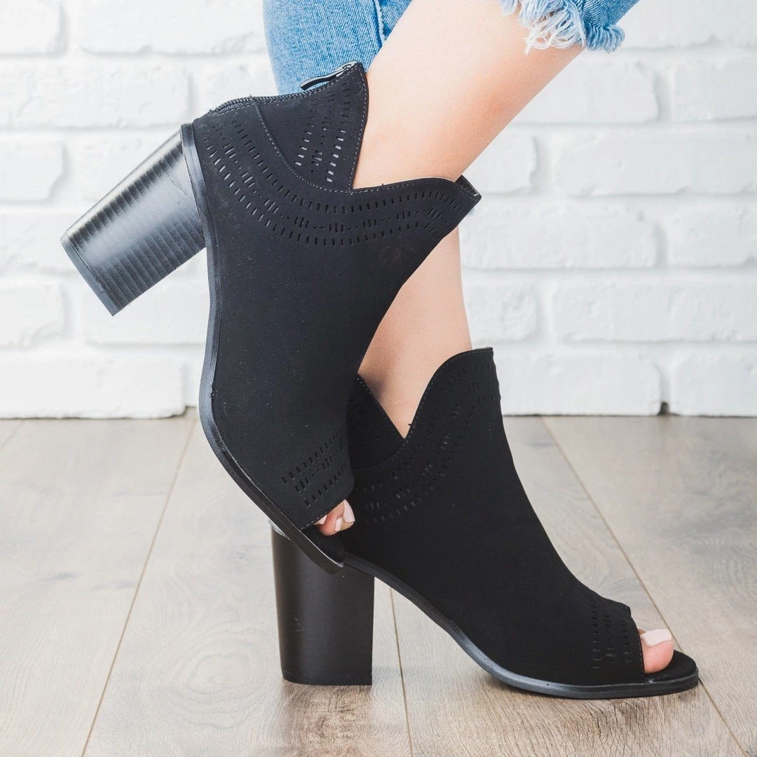 Forever Laser Detailed Chunky Heel Booties Newest Arrivals 6 Forever Laser Detailed Chunky Heel Booties Newest Arrivals