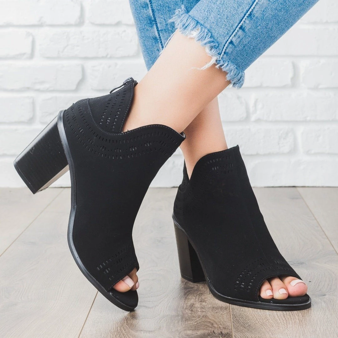 Forever Laser Detailed Chunky Heel Booties Newest Arrivals 5 Forever Laser Detailed Chunky Heel Booties Newest Arrivals