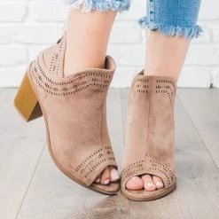 Forever Laser Detailed Chunky Heel Booties Newest Arrivals