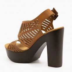 Bamboo Newest Arrivals Lasercut Platform Heels