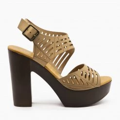 Bamboo Newest Arrivals Lasercut Platform Heels