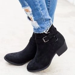 Nature Breeze Leah Stacked Heel Booties Newest Arrivals