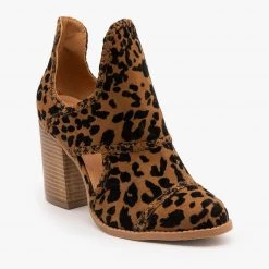 Mata Leopard Braided Trim Cutout Booties
