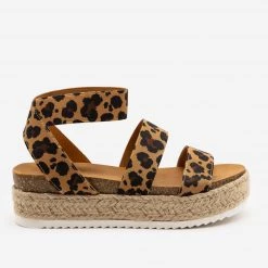Soda Shoes Leopard Espadrille Cork Flatform Sandals Newest Arrivals