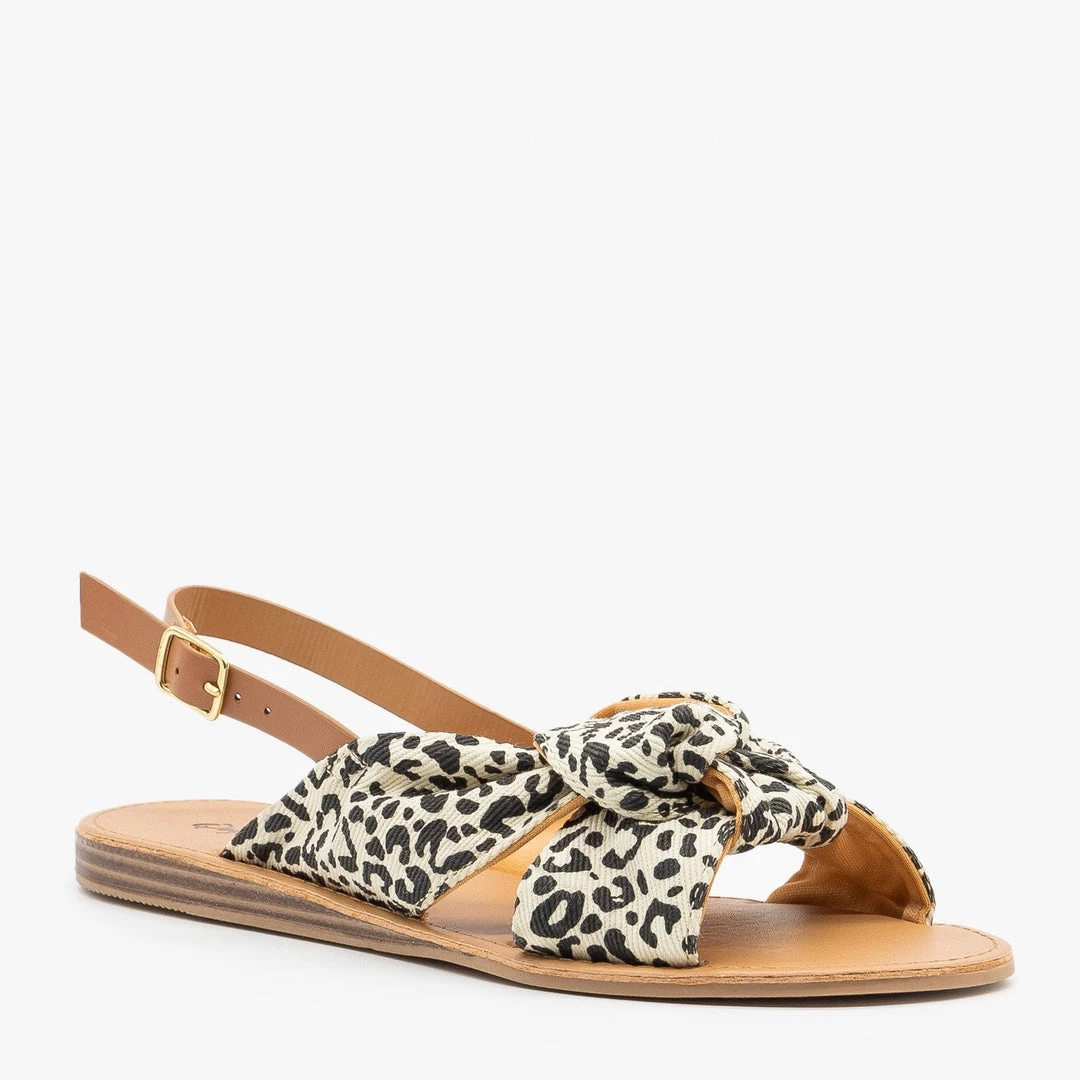 Qupid Shoes Newest Arrivals Leopard Knotted Slingback Sandals 2 Qupid Shoes Newest Arrivals Leopard Knotted Slingback Sandals