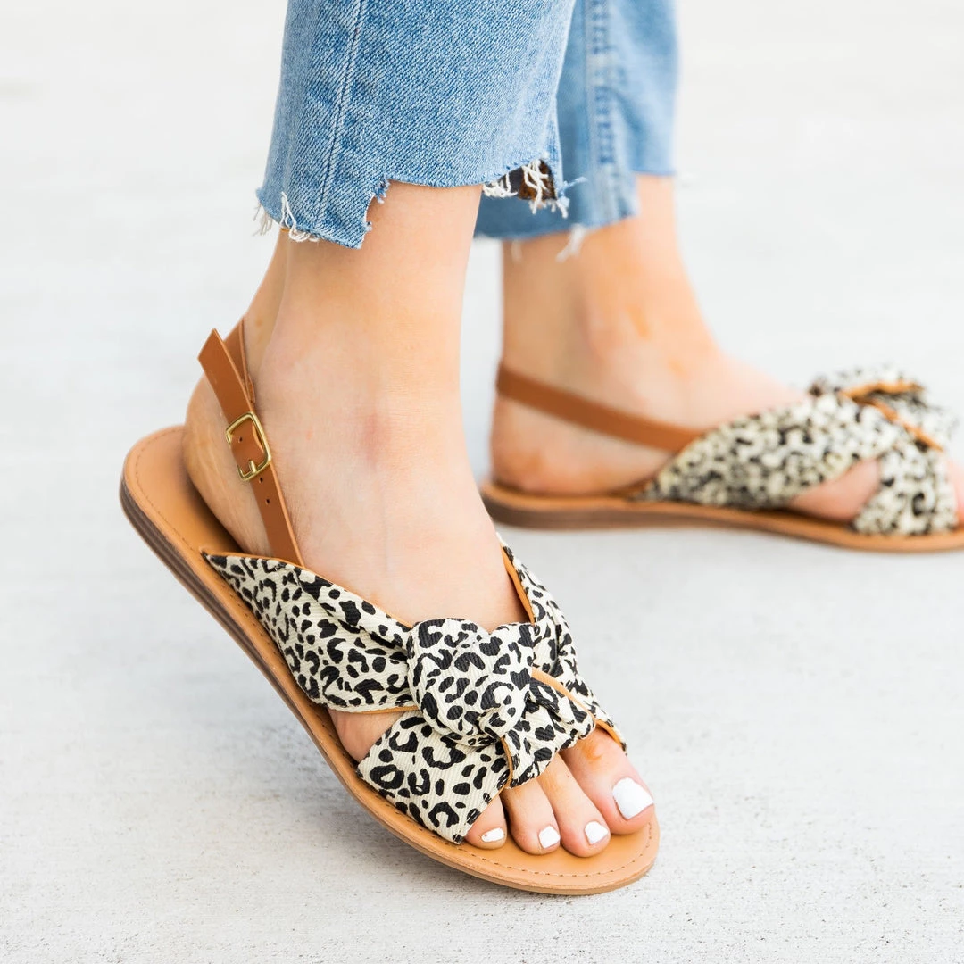 Qupid Shoes Newest Arrivals Leopard Knotted Slingback Sandals 4 Qupid Shoes Newest Arrivals Leopard Knotted Slingback Sandals