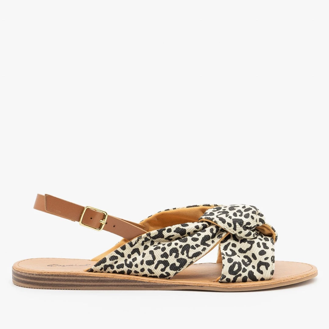 Qupid Shoes Newest Arrivals Leopard Knotted Slingback Sandals 1 Qupid Shoes Newest Arrivals Leopard Knotted Slingback Sandals