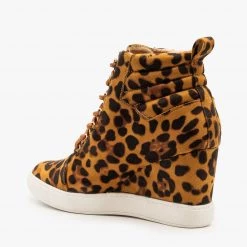 AMS Shoes Newest Arrivals Leopard Lace Up Sneaker Wedges 5 AMS Shoes Newest Arrivals Leopard Lace Up Sneaker Wedges